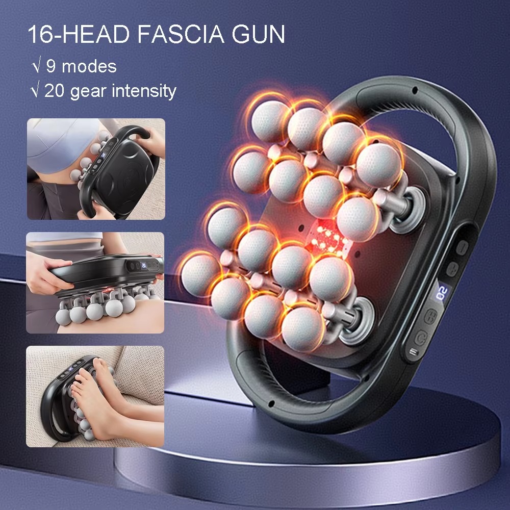 Massage Gun - High-Frequency Vibration 16-Head Fascia Gun Body